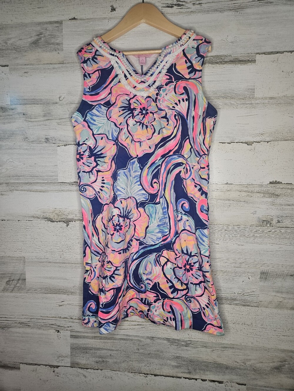 Lilly Pulitzer Girls XL Dress Shells Floral Terry Cloth Shift Dress Mini Harper